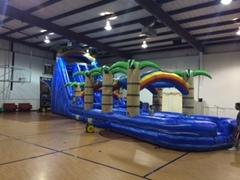 22' Blue Tropical Dual Lane Water Slide w Slip and Slide 22' Blue Tropical Dual Lane Water Slide w Slip and Slide